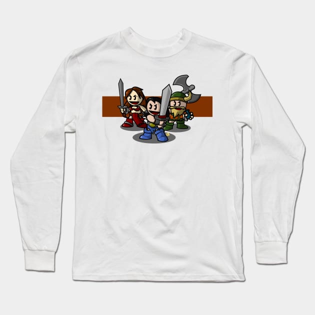 An amazon warrior, a barbarian and a dwarf walk into a game... Long Sleeve T-Shirt by vhzc